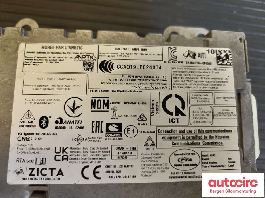 Bilstereo til Mercedes Citan 2021-->> (W420) (W420) (MERCEDES|A 420 900 33 05|)