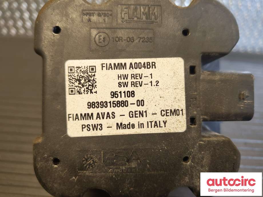 Høyttaler motorlyd, AVAS (Acoustic Vehicle Alerting System) til Opel Vivaro C 2020-->> (OPEL|98 393 158 80|)