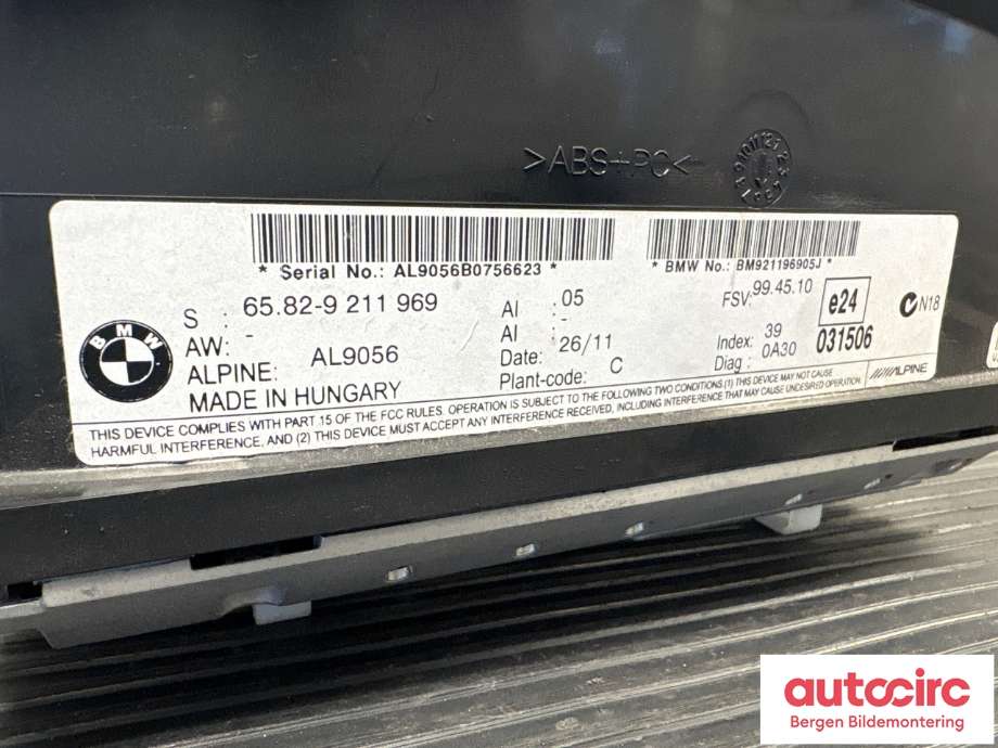 Multimedia display (MCU - Media Controller Unit) til BMW 3-Serie 2005-2011 (E90/E91/E92/E93) (E90/E91/E92/E93) (BMW|65 82 9 224 346|)