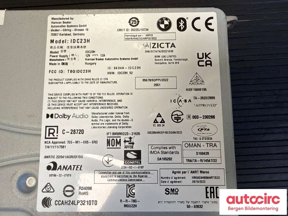 Bilstereo forsterker til BMW iX 2021-->> (I20) (I20) (BMW|65 12 5 B92 731|65 12 5 B71 303|65 12 CI 5B77871)