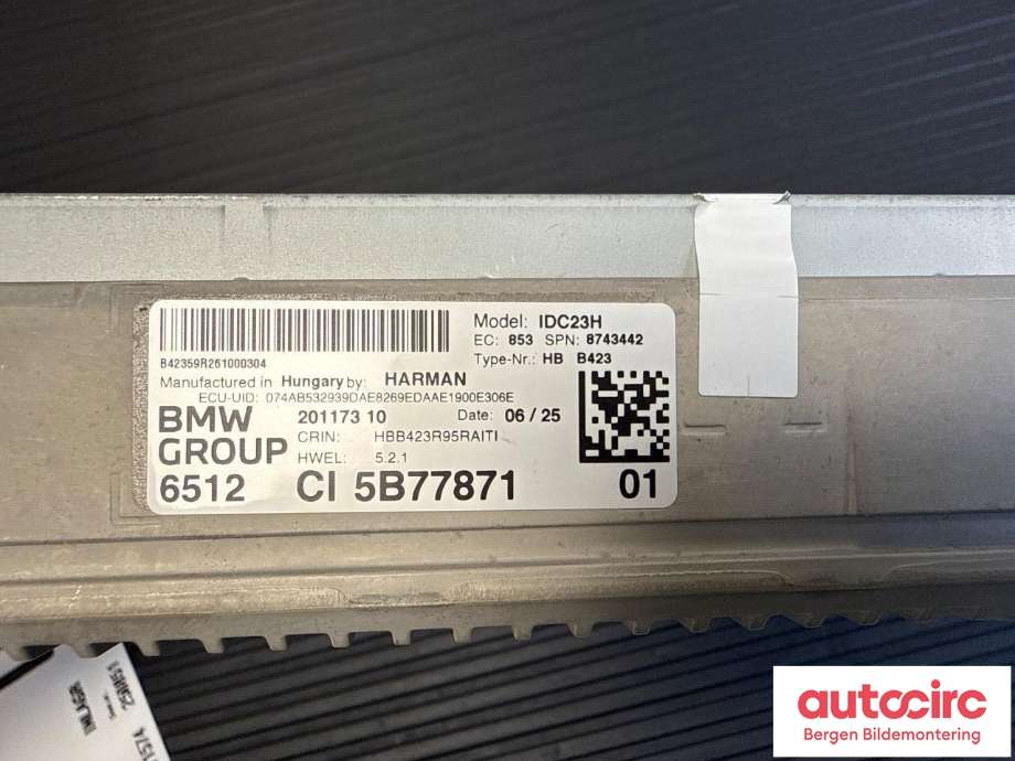 Bilstereo forsterker til BMW iX 2021-->> (I20) (I20) (BMW|65 12 5 B92 731|65 12 5 B71 303|65 12 CI 5B77871)