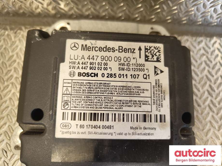 Airbag elektronikk til Mercedes Vito 2014-->> (W447) (W447) (MERCEDES|A 447 900 09 00|)
