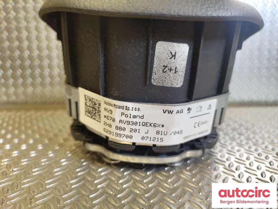 Airbag rattpute til VW Transporter / Caravelle 2015-2019 (T6) (T6) (VOLKSWAGEN|7E0 880 201 AP|)