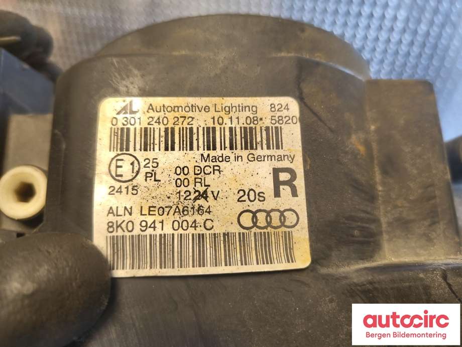 Frontlykt høyre xenon til Audi A4 2007-2014 (Type IV) (B8) (B8) (AUDI|8K0 941 030 AJ|)