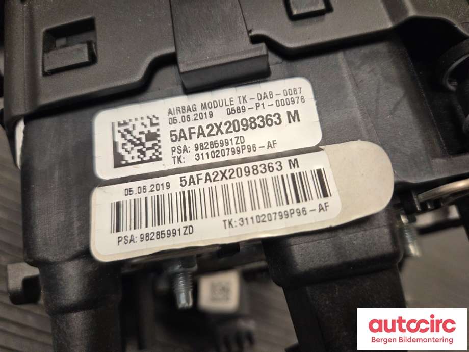 Airbag rattpute til Peugeot Expert 2016-->> (Type III) (PEUGEOT|98 285 991 ZD|)