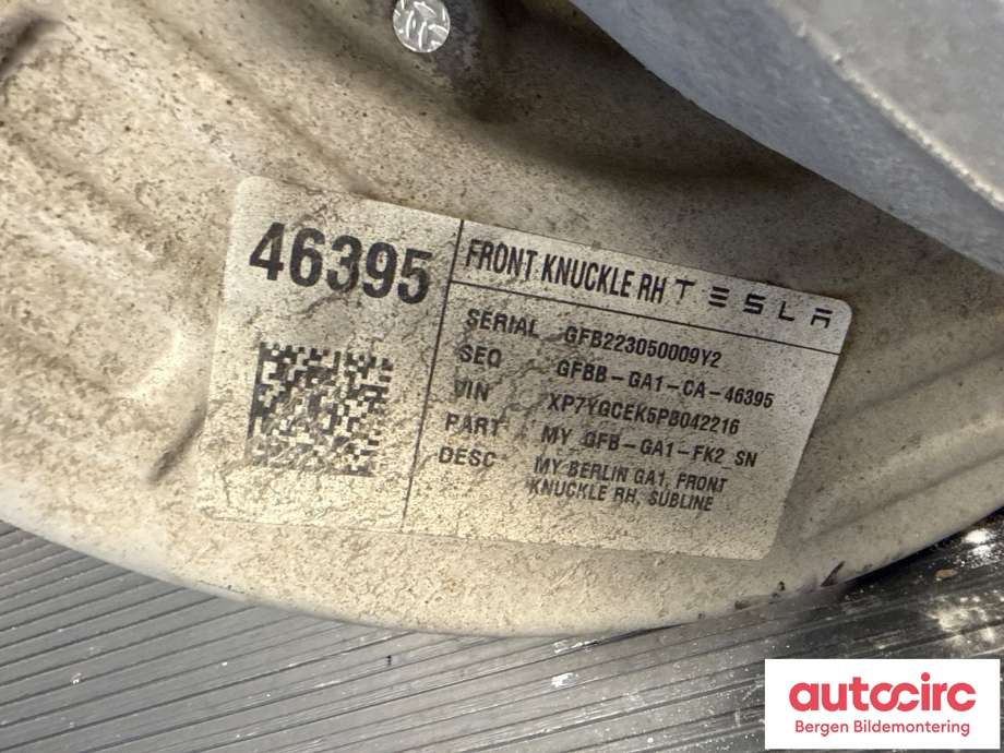 Hjulspindel høyre foran til Tesla Model Y 2021-2024 (Type I)  (TESLA|1188316-00-F|)