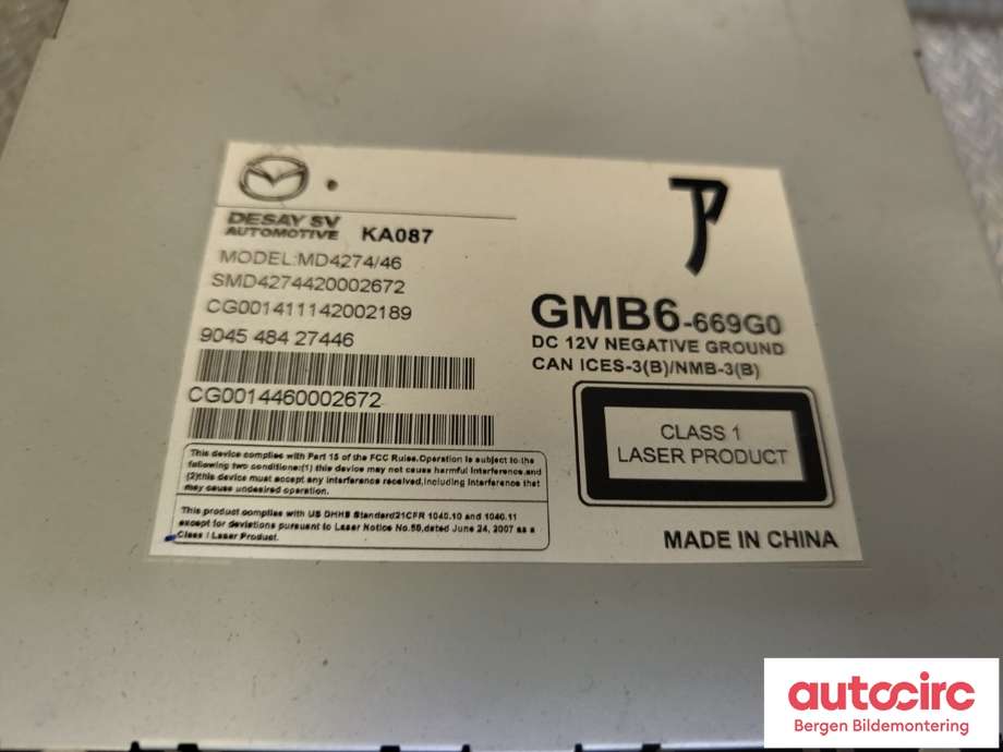 Bilstereo til Mazda 6 2015-2018 (Type III, Fase 2)  (MAZDA|GMB6669G0|)