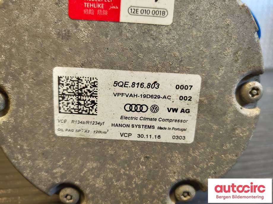 Aircondition kompressor til VW Passat 2015-2019 (Fase 1) (B8) (B8) (VOLKSWAGEN|5QE 816 803|5QE 816 803 L|)