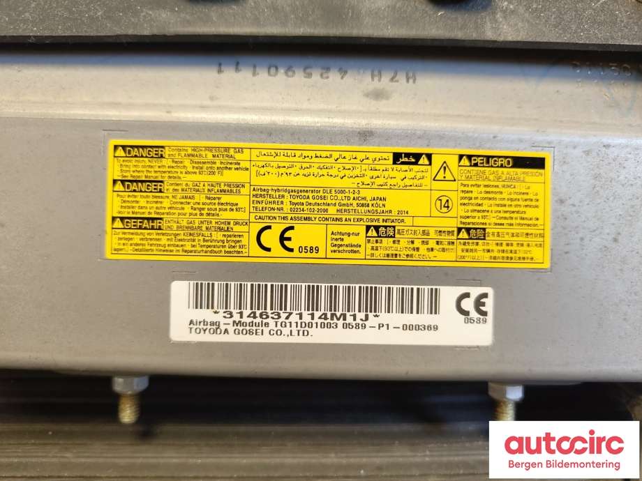 Airbag kne til Toyota RAV4 2013-2015 (Type IV, Fase 1)  (TOYOTA|7390042031C0|)