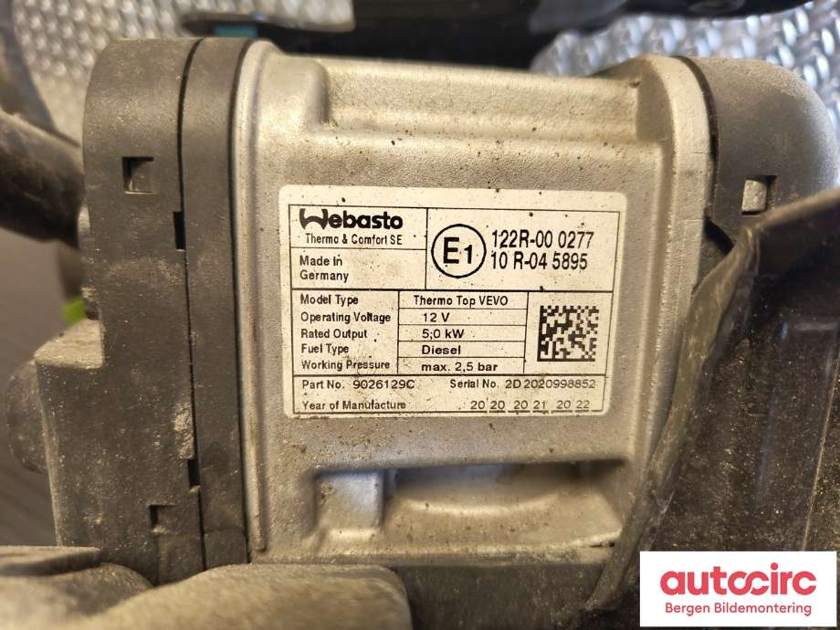 Dieselvarmer til VW Caddy 2015-2020 (Type III, Fase 3)  (VOLKSWAGEN|1K0815007CJ|)