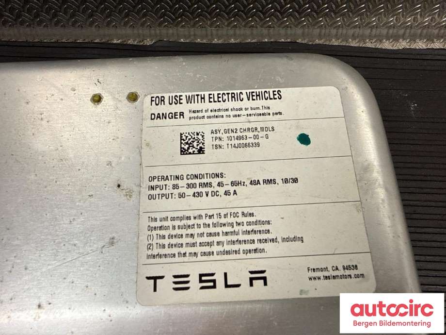 Batterilader (OBC - On Board Charger) til Tesla Model S 2013-2016 (Fase 1)  (TESLA|1014963-00-G|)