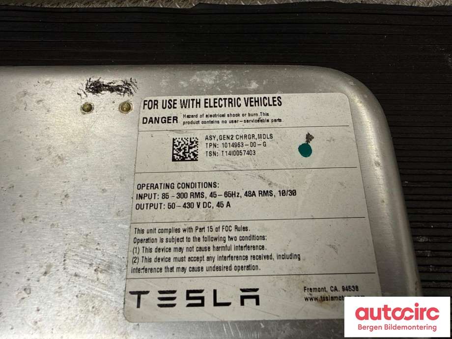 Batterilader (OBC - On Board Charger) til Tesla Model S 2013-2016 (Fase 1)  (TESLA|1014963-00-G|)