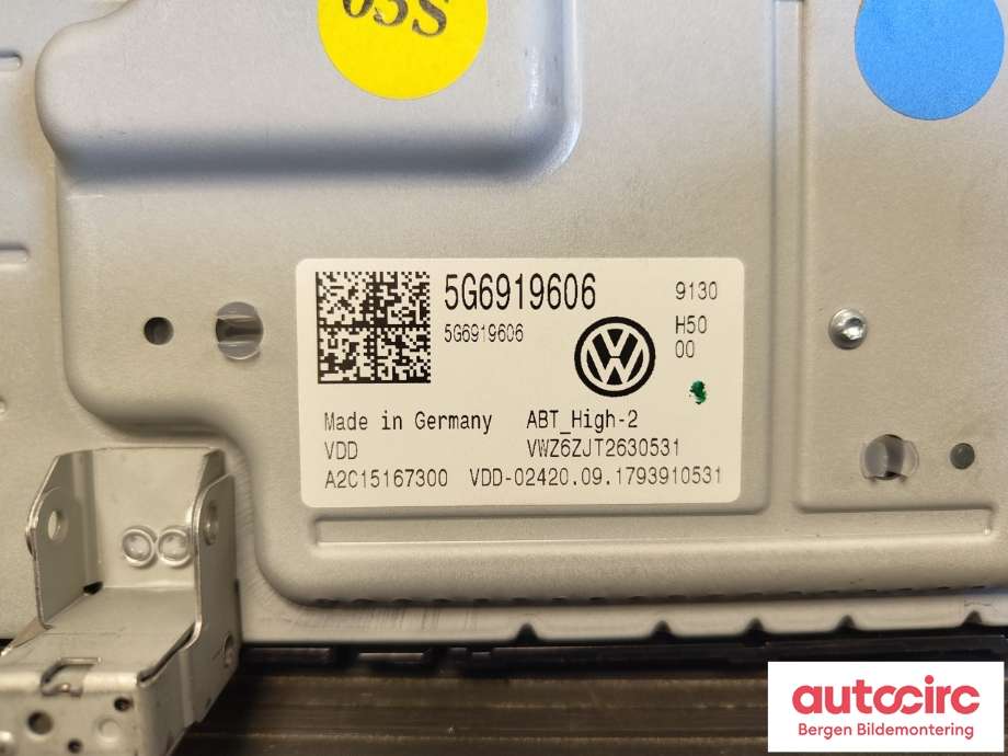 Multimedia display (MCU - Media Controller Unit) til VW e-Golf 2017-2020 (Fase 2)  (VOLKSWAGEN|5G6 919 606 C|)