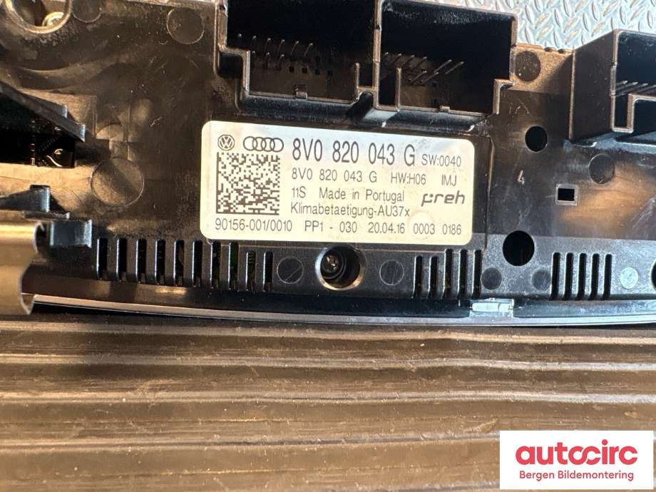 Varmeapparat betjening til Audi A3 2016-2020 (Type III, Fase 2) (AUDI|8V0 820 043 G|)