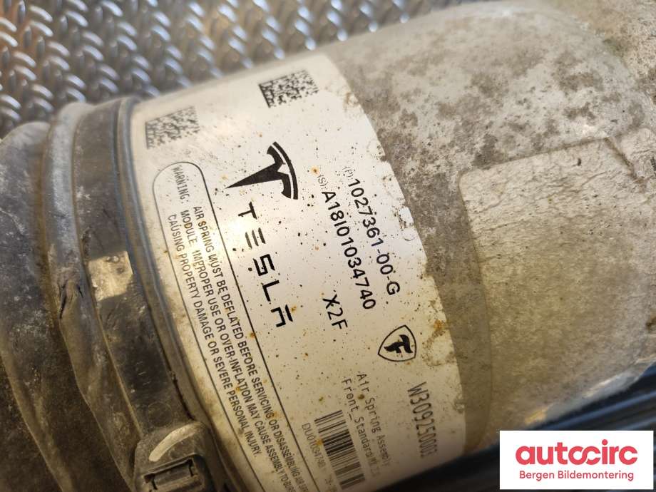 Fjær foran nivå luftpute/belg til Tesla Model X 2016-->>  (TESLA|1027361-00-G|)