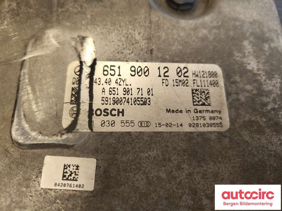 Styreenhet motor til Mercedes ML 2011-2015 (Fase 1) (W166) (W166) (MERCEDES|A6519001202|)
