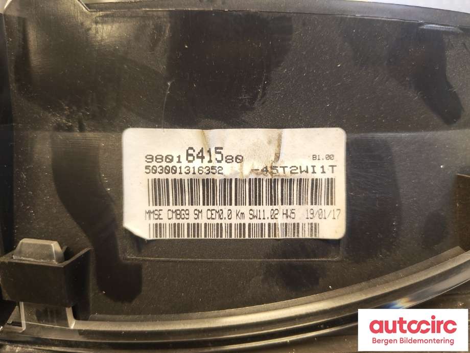 Instrumentpanel til Peugeot Partner 2015-2019 (Type II, Fase 2)  (PEUGEOT|98 016 415 80|)