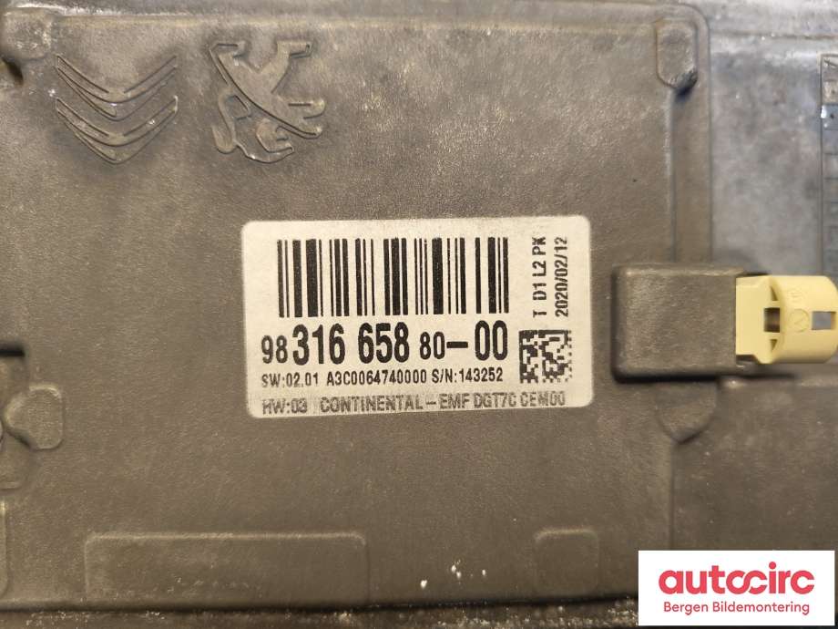 Multimedia display (MCU - Media Controller Unit) til Peugeot Expert 2016-->> (Type III)  (PEUGEOT|98 316 658 80|98 075 397 ZD|)