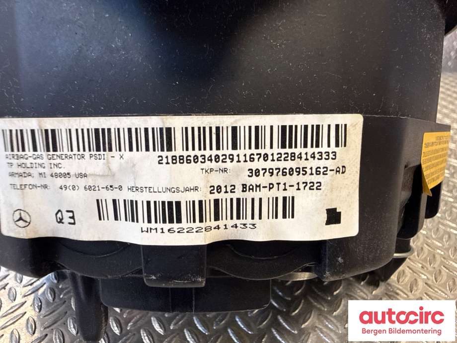 Airbag rattpute til Mercedes B-Klasse 2011-2018 (W246) (W246) (MERCEDES|A 000 860 52 03|)