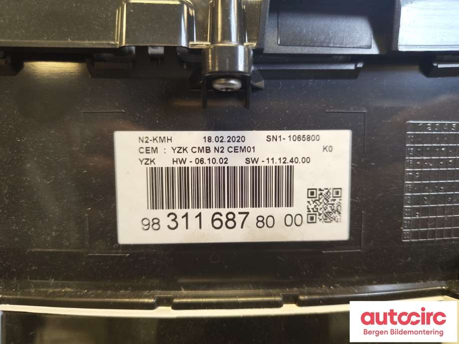 Instrumentpanel til Peugeot Expert 2016-->> (Type III) (PEUGEOT|98 311 687 80|98 374 730 80|)