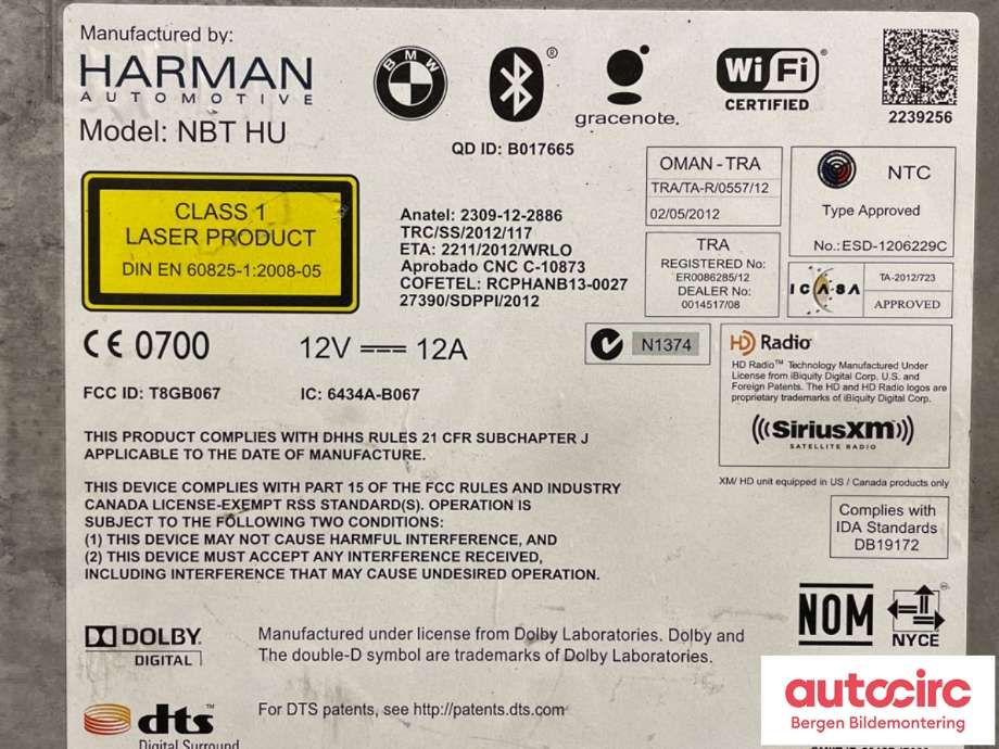 Bilstereo til BMW 4-Serie 2013-2020 (F32/F33/F36) (F32/F33/F36) (BMW|65 12 9 325 975||T8GB067)