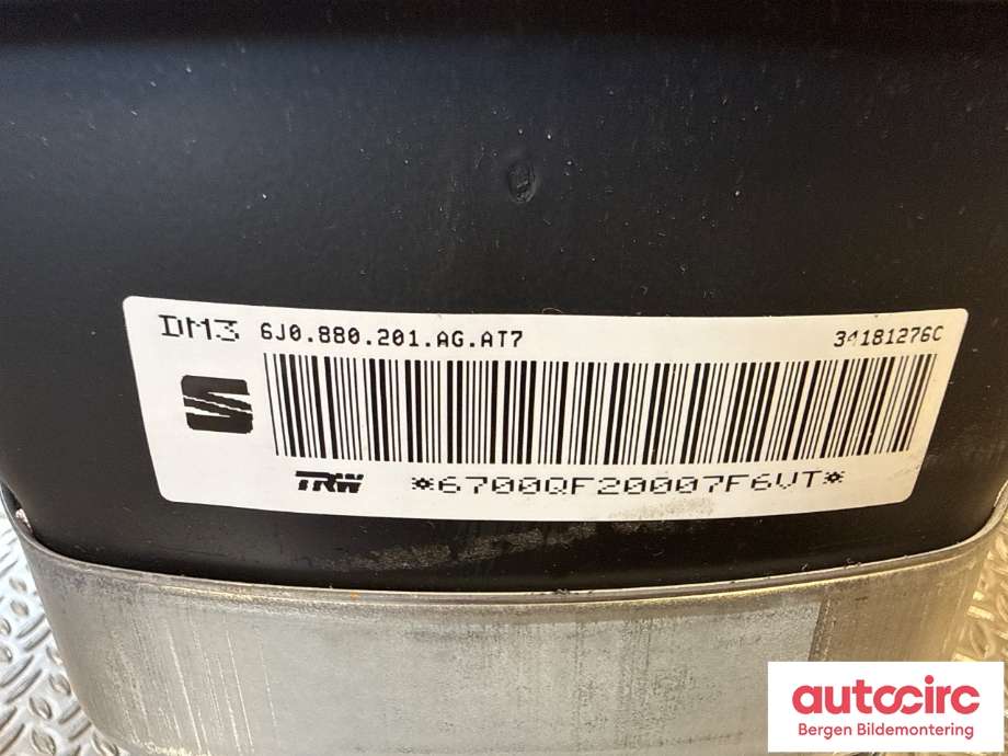 Airbag rattpute til Seat Mii electric 2019-->> (SEAT|6J0 880 201 AG|)