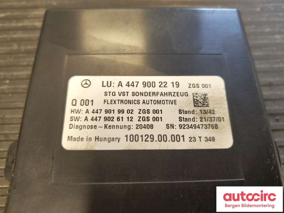 Styreenhet diverse til Mercedes Vito 2014-->> (W447) (W447) (MERCEDES|A 447 900 22 19|)