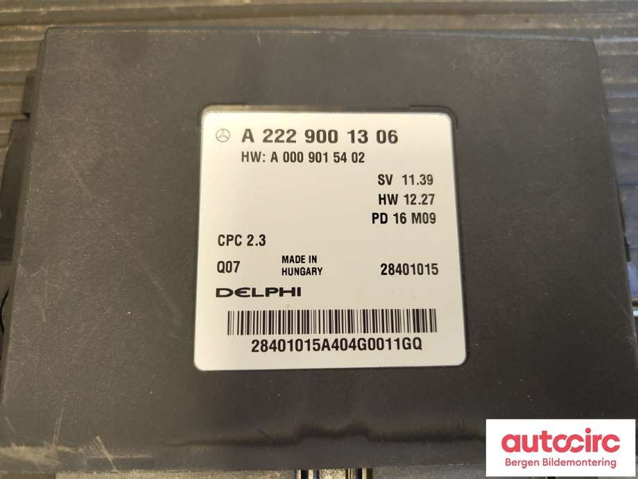 Styreenhet diverse til Mercedes C-Klasse 2014-2018 (Fase 1) (W205) (W205) (MERCEDES|A 222 900 13 06|)