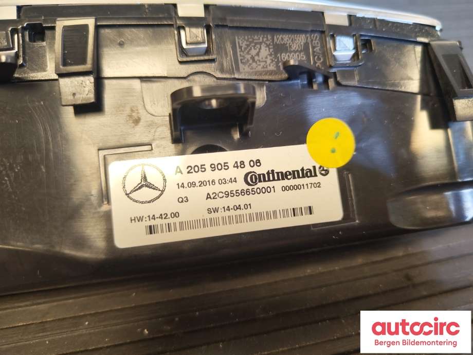Varmeapparat betjening til Mercedes C-Klasse 2014-2018 (Fase 1) (W205) (W205) (MERCEDES|A 205 905 48 06|A 205 905 89 13|A 205 905 43 15)
