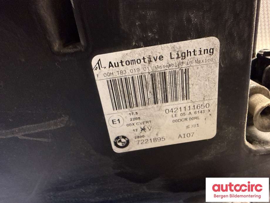 Frontlykt venstre halogen til BMW X5 2007-2013 (E70) (E70) (BMW|63 12 7 278 045|)