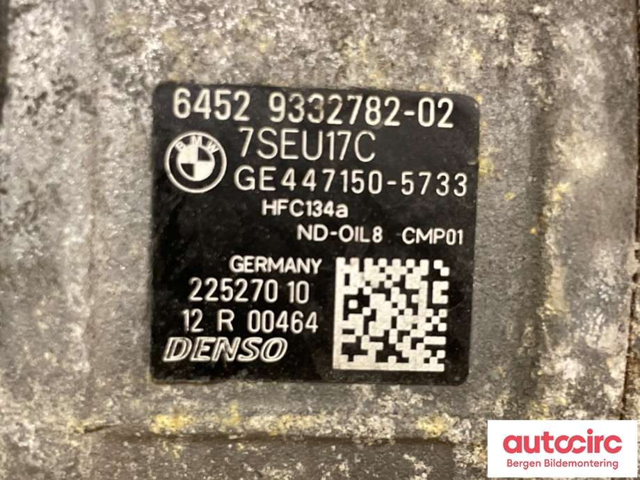 Aircondition kompressor til BMW 4-Serie 2013-2020 (F32/F33/F36) (F32/F33/F36) (BMW|64 52 9 332 782|9332782-02)