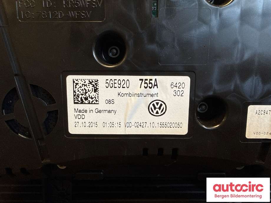 Speedometer til VW e-Golf 2014-2017 (Fase 1)  (VOLKSWAGEN|5GE 920 755 A|)
