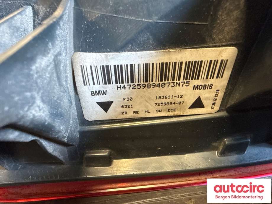 Baklykt høyre til BMW 3-Serie 2012-2018 (F30/F31/F34) (F30/F31/F34) (BMW|63 21 7 312 846|)