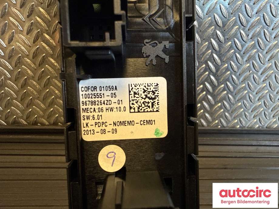 Bryter ruteheis til Peugeot 308 2013-2021 (Type II)  (Peugeot|96 788 264 ZD|)