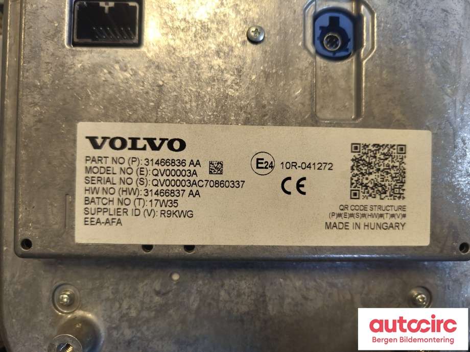 Multimedia display (MCU - Media Controller Unit) til Volvo XC60 2017-->> (Type II) (VOLVO|36010560|)