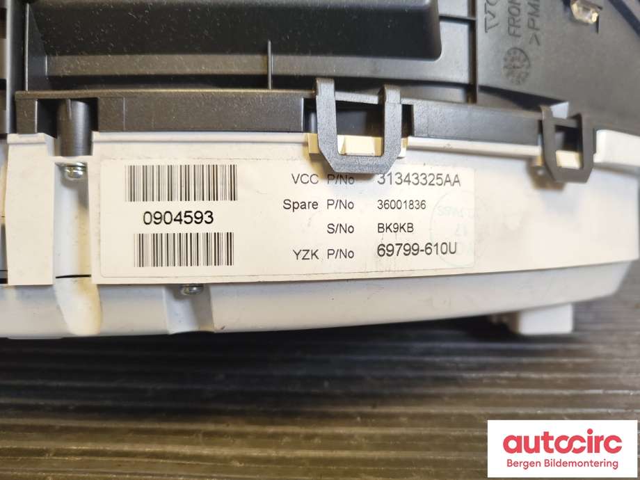 Instrumentpanel til Volvo XC60 2008-2013 (Type I, Fase 1) (VOLVO|36001836|)