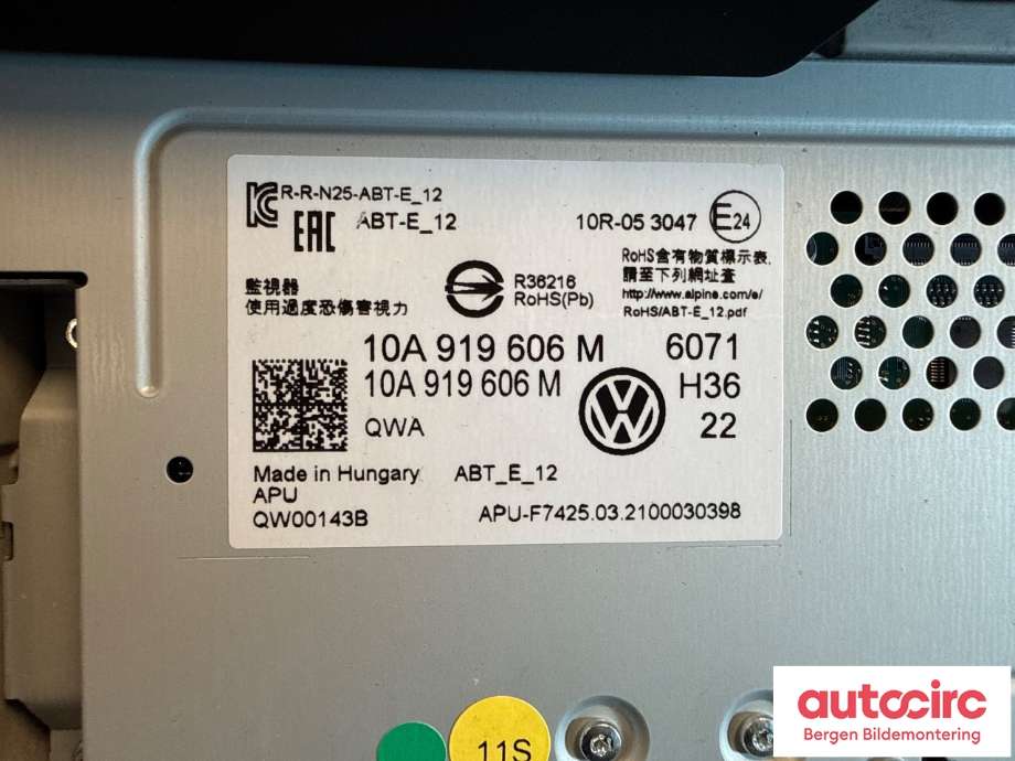 Instrument kjørecomputer til VW ID.4 2020-->>  (VOLKSWAGEN|10B 919 606 D|)