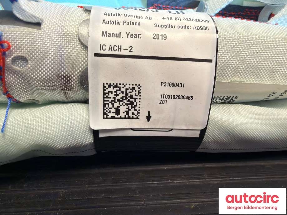 Airbag gardin venstre til Volvo V90 / V90 CC / S90 2016-->>  (VOLVO|31690431|)