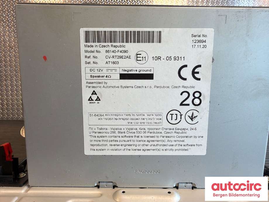 Instrument kjørecomputer til Toyota C-HR 2016-->>  (TOYOTA|86140F4521|86140F4090|)