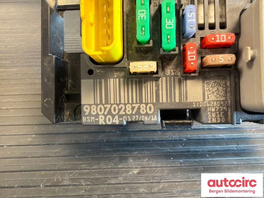 Sikringsboks til Citroën Berlingo 2015-2019 (Type II, Fase 2)  (CITROEN|98 070 287 80|)