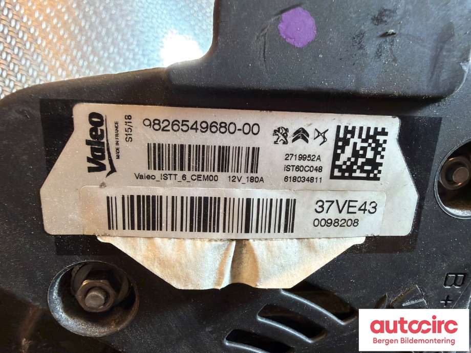 Dynamo til Citroën Berlingo 2015-2019 (Type II, Fase 2) (CITROEN|98 154 559 80|98 265 496 80|)