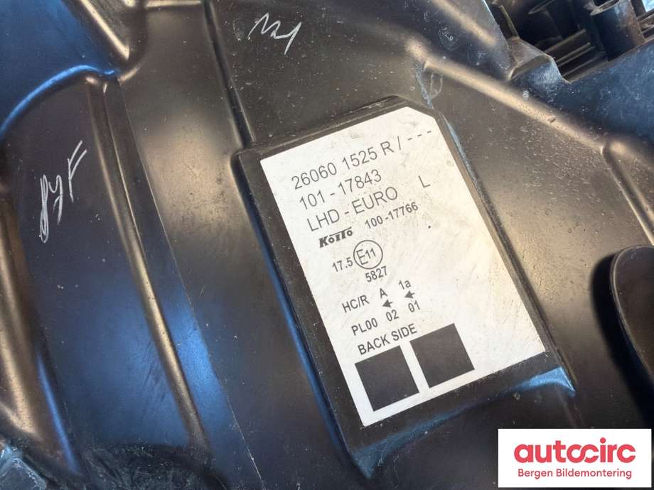 Frontlykt venstre halogen til Renault Kangoo 2008-2021 (Type II) (RENAULT|260602665R|)