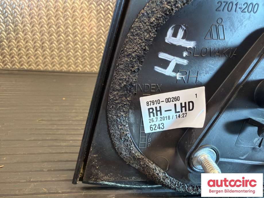 Speil høyre til Toyota Yaris 2006-2009 (Type II, Fase 1) (TOYOTA|879100D260|)