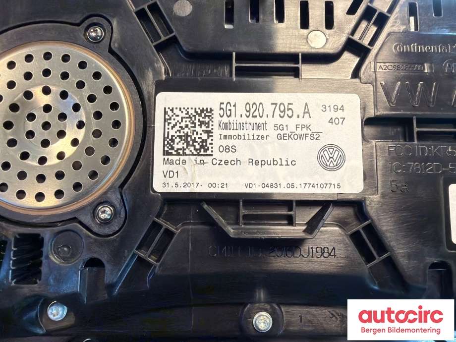 Speedometer til VW e-Golf 2017-2020 (Fase 2)  (VOLKSWAGEN|5G1 920 795 A|)