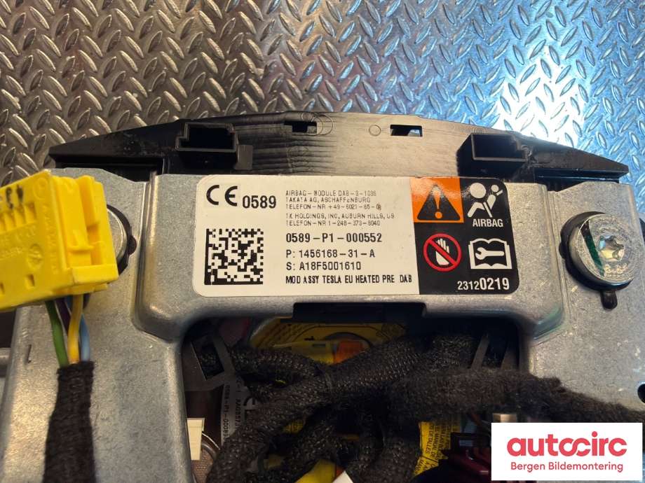 Airbag rattpute til Tesla Model S 2016-2021 (Fase 2) (TESLA|1456168-31-A|)