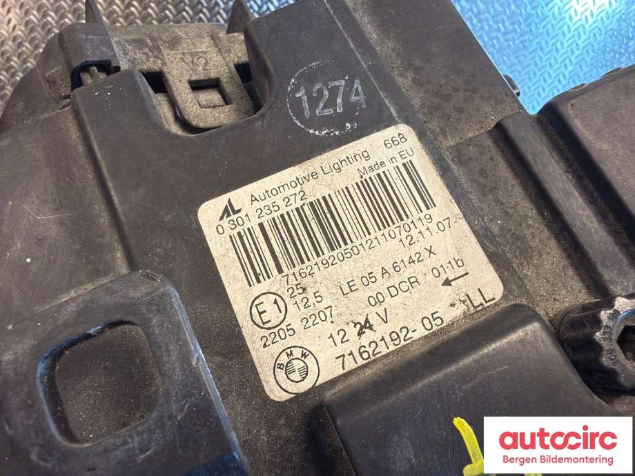 Frontlykt høyre halogen til BMW X3 2007-2010 (Fase 2) (E83) (E83) (BMW|63 12 7 162 190||716219205)