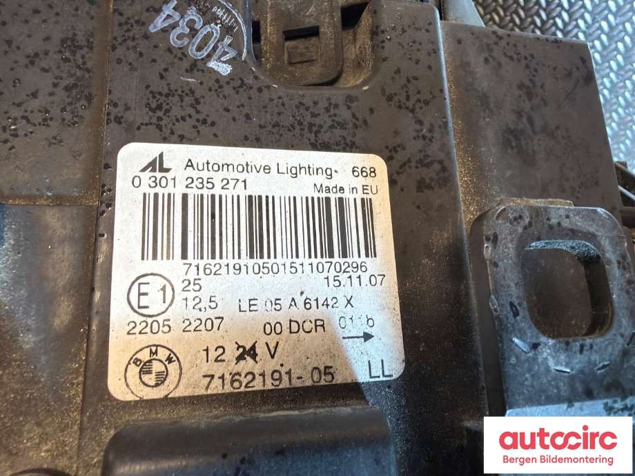 Frontlykt venstre halogen til BMW X3 2007-2010 (Fase 2) (E83) (E83) (BMW|63 12 7 162 189||7162191-05)