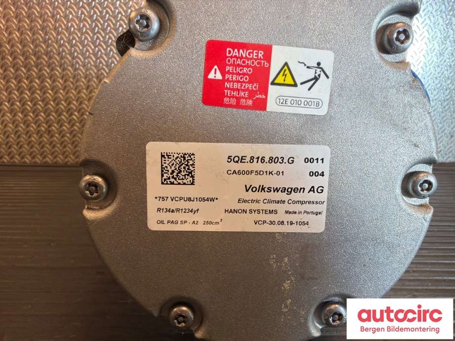 Aircondition kompressor til VW e-Golf 2017-2020 (Fase 2)  (VOLKSWAGEN|5QE816803G|)
