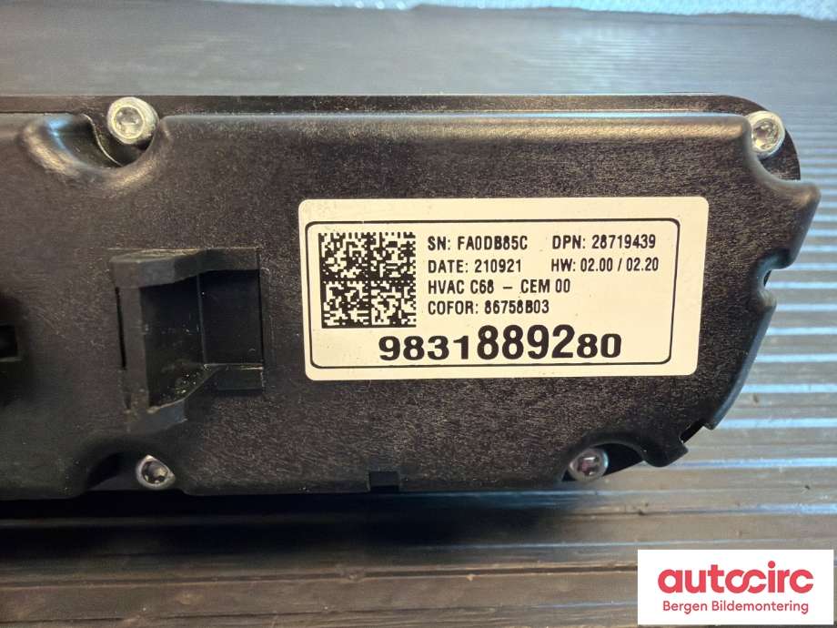 Varmeapparat betjening til Opel Mokka 2012-2016 (Type I, Fase 1) (OPEL|98 318 892 80|)
