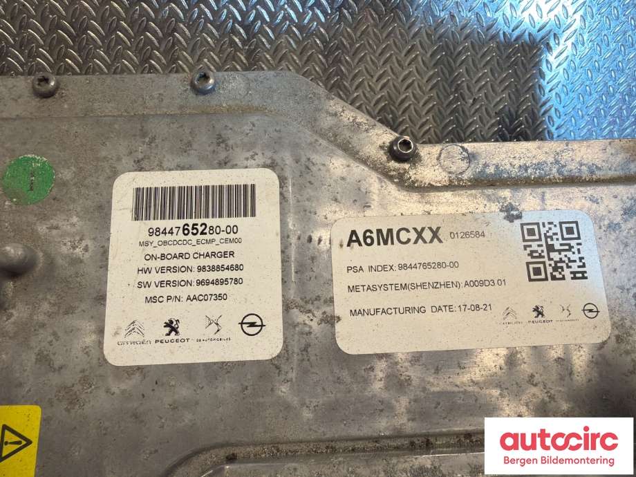 Batterilader (OBC - On Board Charger) til Opel Mokka 2012-2016 (Type I, Fase 1)  (OPEL|16 955 245 80||9844765280)